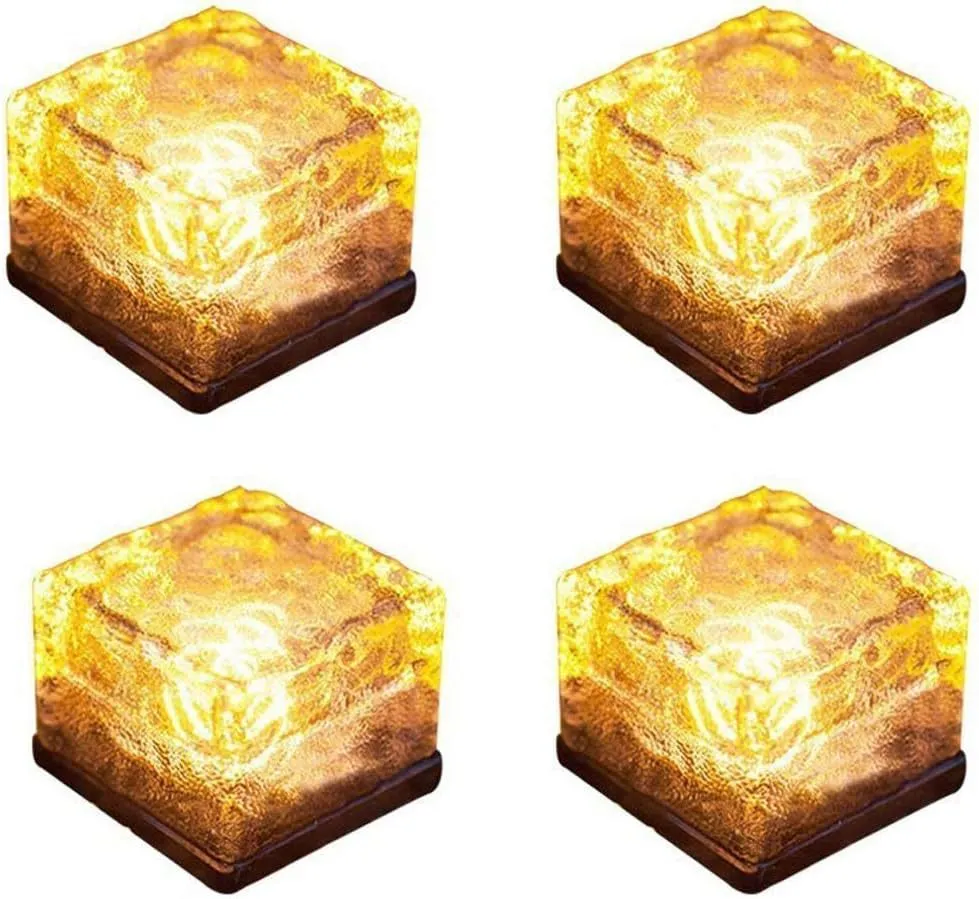 New Solar Crystal Ice Brick Lights – Waterproof Landscape & Garden Ground Lights, Water Drop Design for Balcony & Yard Decor