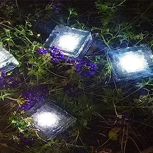 New Solar Crystal Ice Brick Lights – Waterproof Landscape & Garden Ground Lights, Water Drop Design for Balcony & Yard Decor