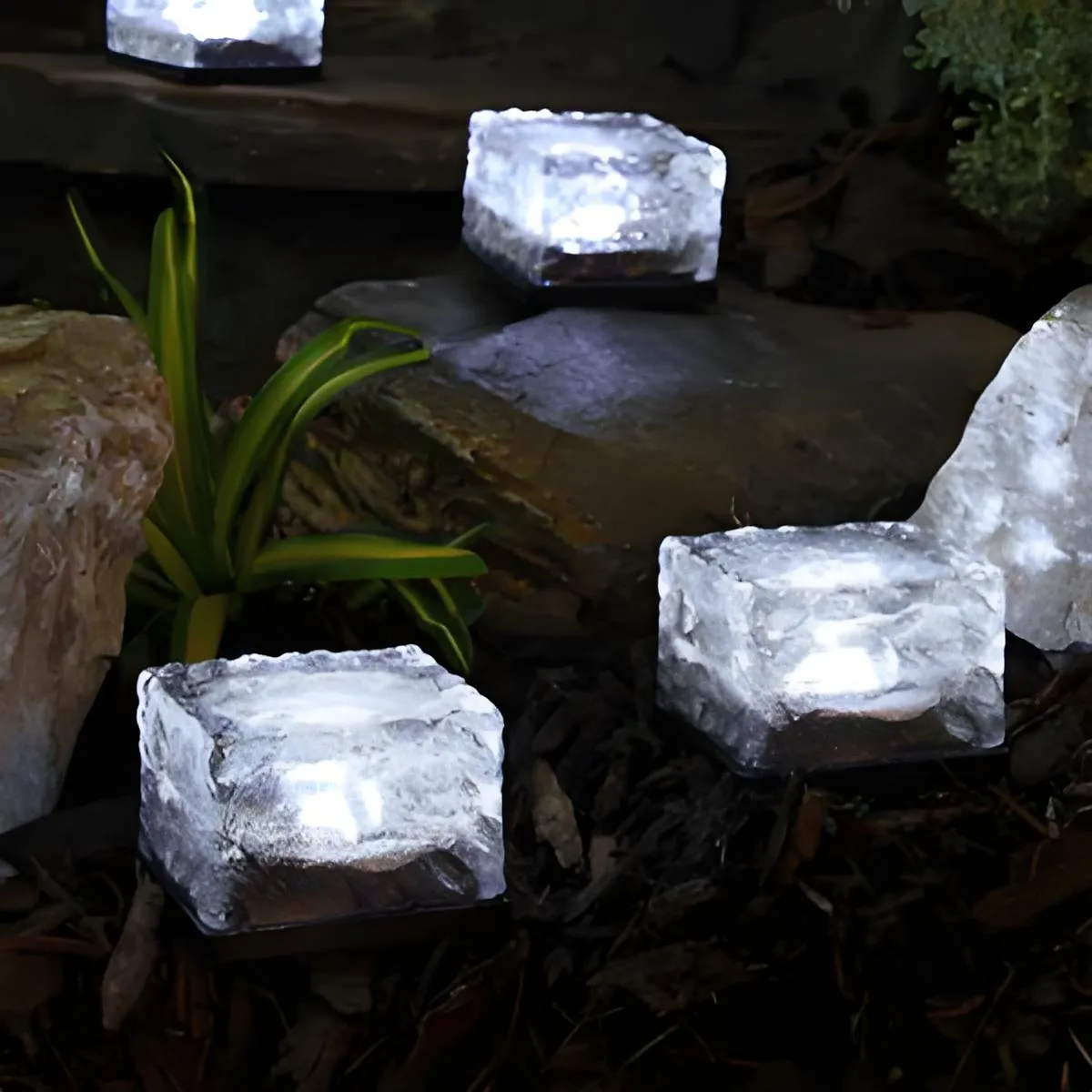 New Solar Crystal Ice Brick Lights – Waterproof Landscape & Garden Ground Lights, Water Drop Design for Balcony & Yard Decor