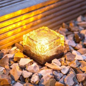 New Solar Crystal Ice Brick Lights – Waterproof Landscape & Garden Ground Lights, Water Drop Design for Balcony & Yard Decor