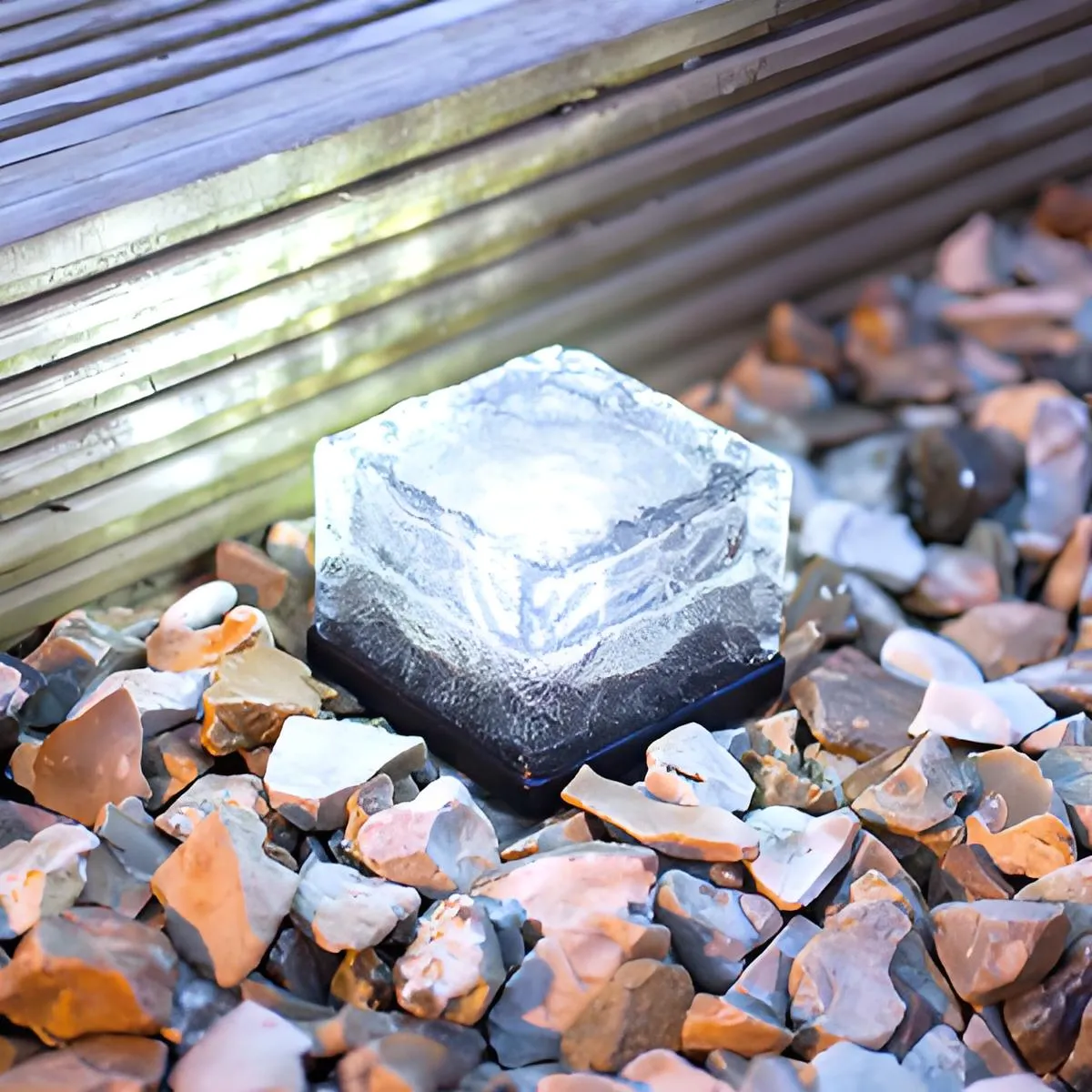 New Solar Crystal Ice Brick Lights – Waterproof Landscape & Garden Ground Lights, Water Drop Design for Balcony & Yard Decor