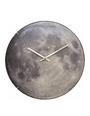 NeXtime Blue Moon Dome Glass Glow in the Dark Wall Clock - 13.75in