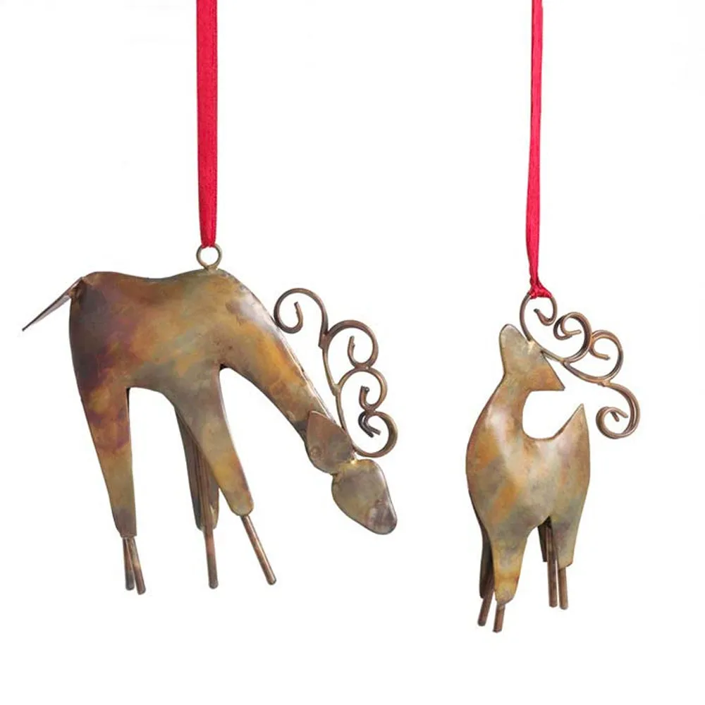 Parent and Child Reindeer Ornament Set