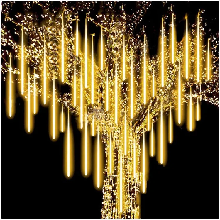 Quntis 3M 10-Tube Plug LED Meteor Shower Lights, Waterproof Outdoor Christmas Decoration – Falling Rain Effect String Lights for Tree Hanging