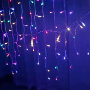 Quntis IP43 Waterproof Plug-in LED Icicle Lights – Multi-Color Starry String Lights for Christmas Tree & Holiday Decor