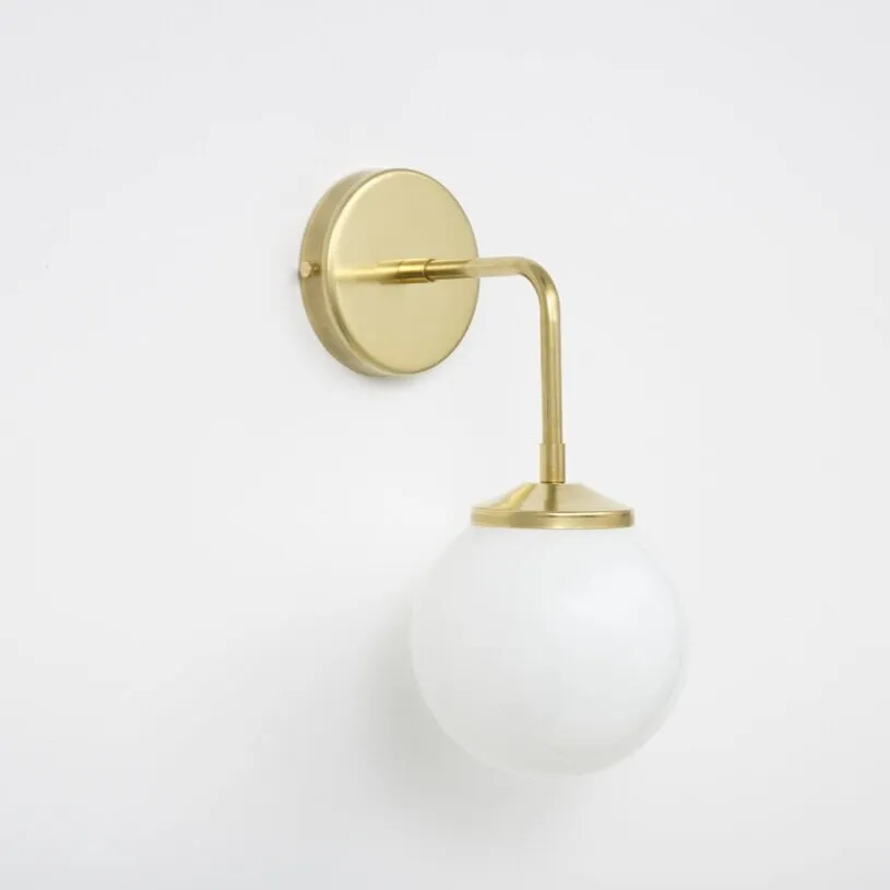 "Bold as Brass" Wall Light - Opal Glass Shade