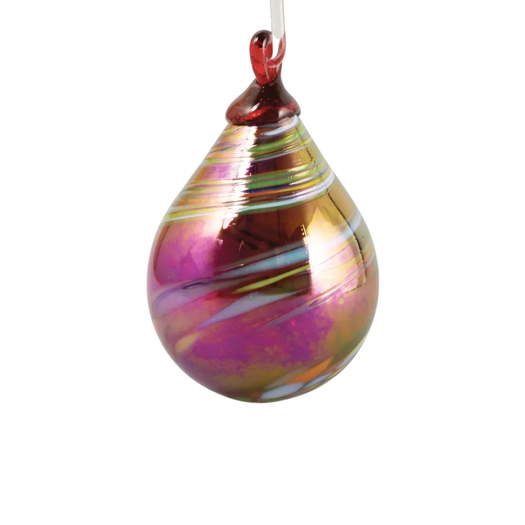 Raindrop Holiday Swirl Glass Ornament