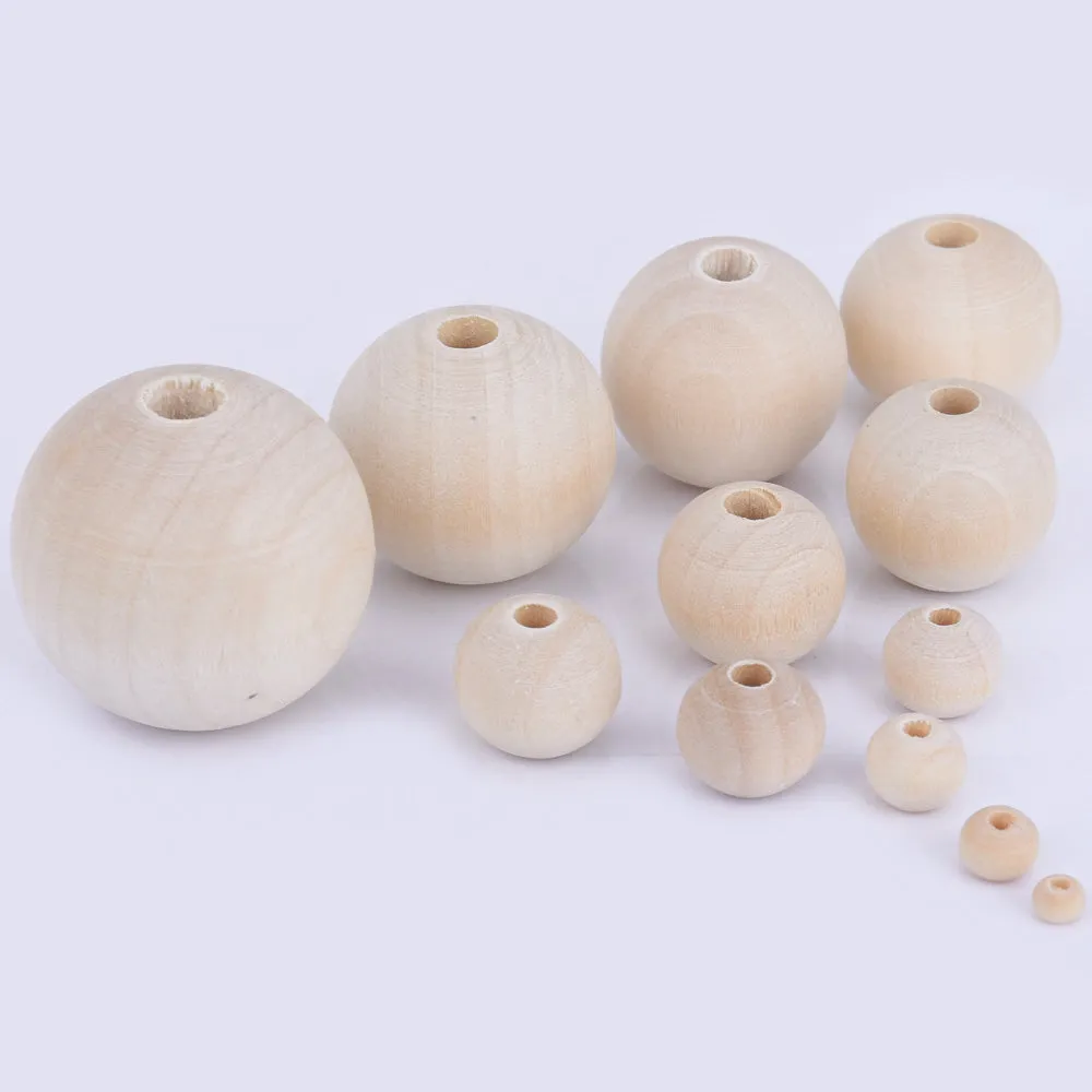 Round Wooden Bead Natural unfinished wooden beads Wooden spacer beads DIY Beads 102403