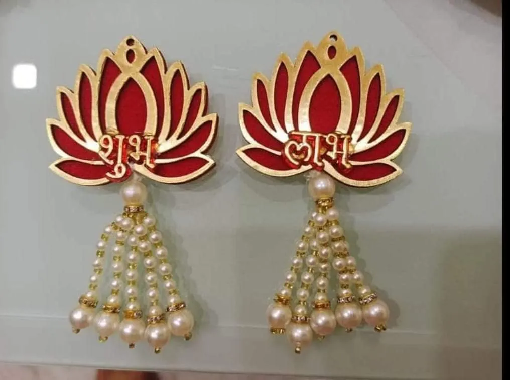 Sanvatsar Home Lotus Door Hanging with Shubh Labh | Diwali Showpiece Gift, Corporate Gift, Diwali Decoration, Home Decoration, Lotus Wall Decorations