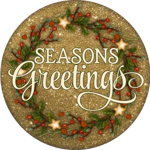 Seasons Greetings, Holiday Sign Christmas Sign, Wreath Sign, Wreath Center