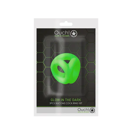 Shots Ouch Cock Ring & Ball Strap - Glow in the Dark