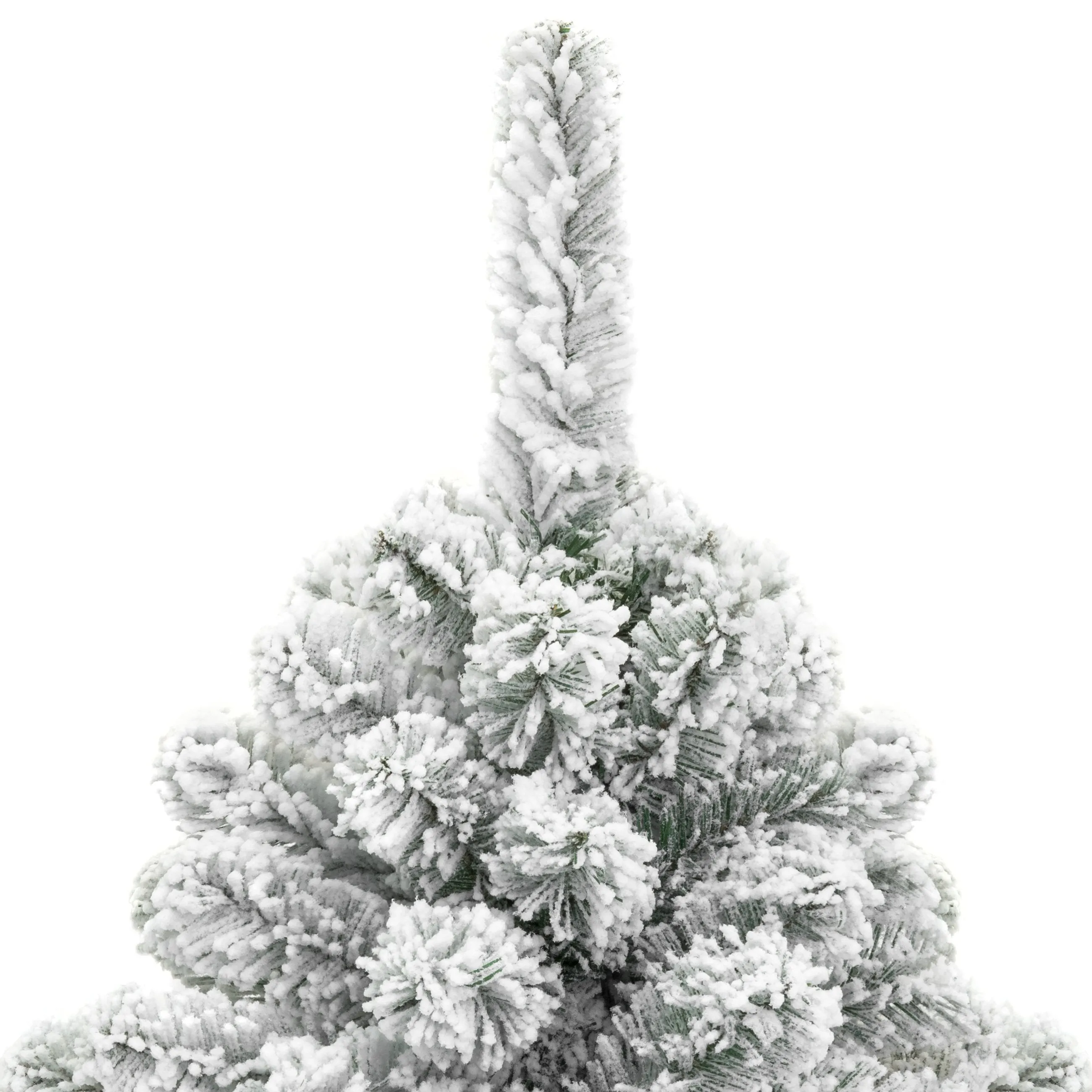 Snow Flocked Hinged Artificial Pine Christmas Tree w/ Metal Stand