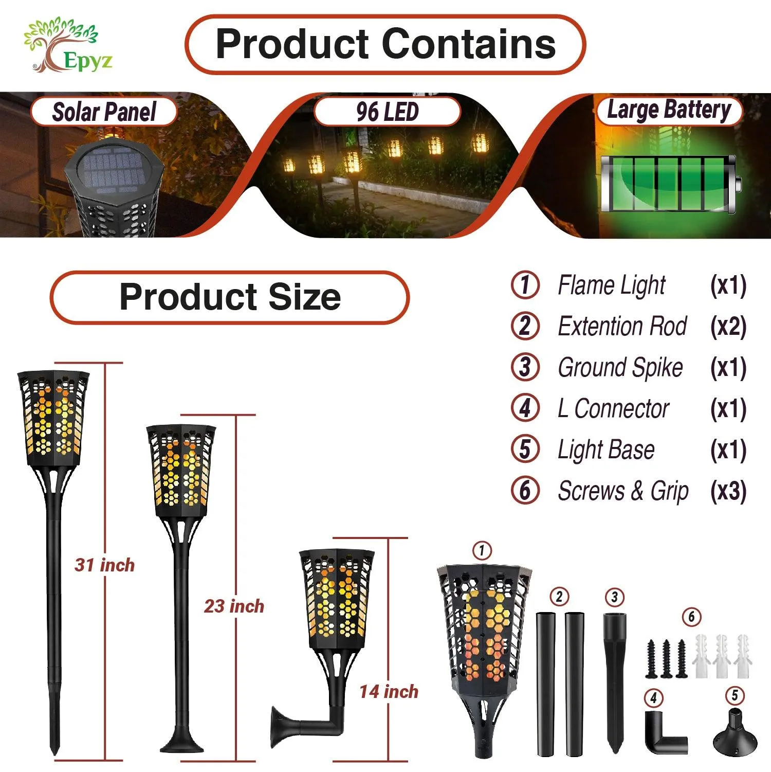 Solar Decorative Garden Lights Hexagon Mashaal - Epyz