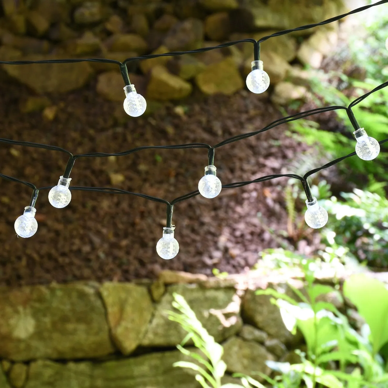 Solar Powered String Lights with Faceted Balls