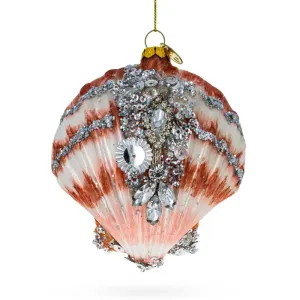 Sparkling Seashell Glass Christmas Ornament