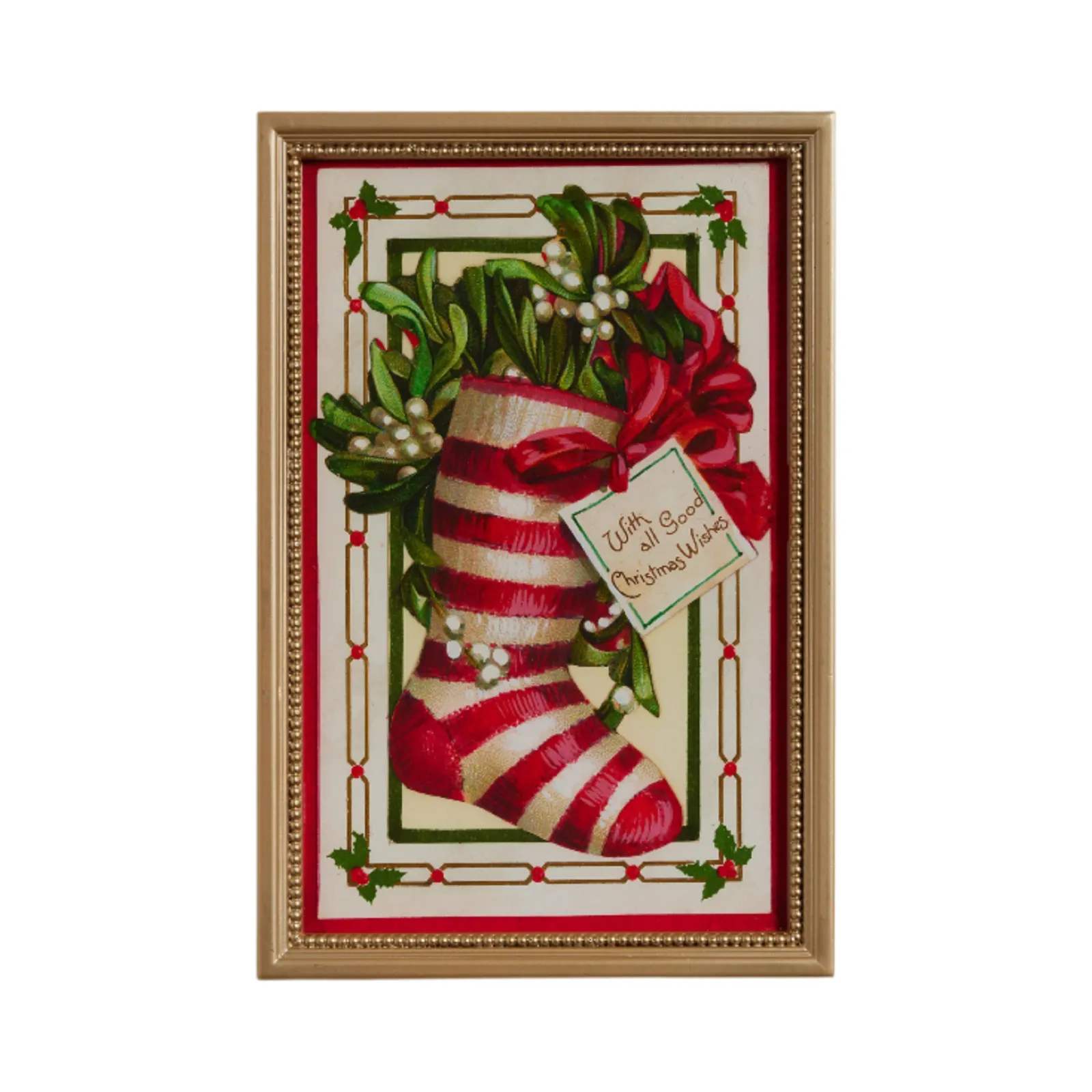 Vintage Christmas Wishes Framed Wall Art