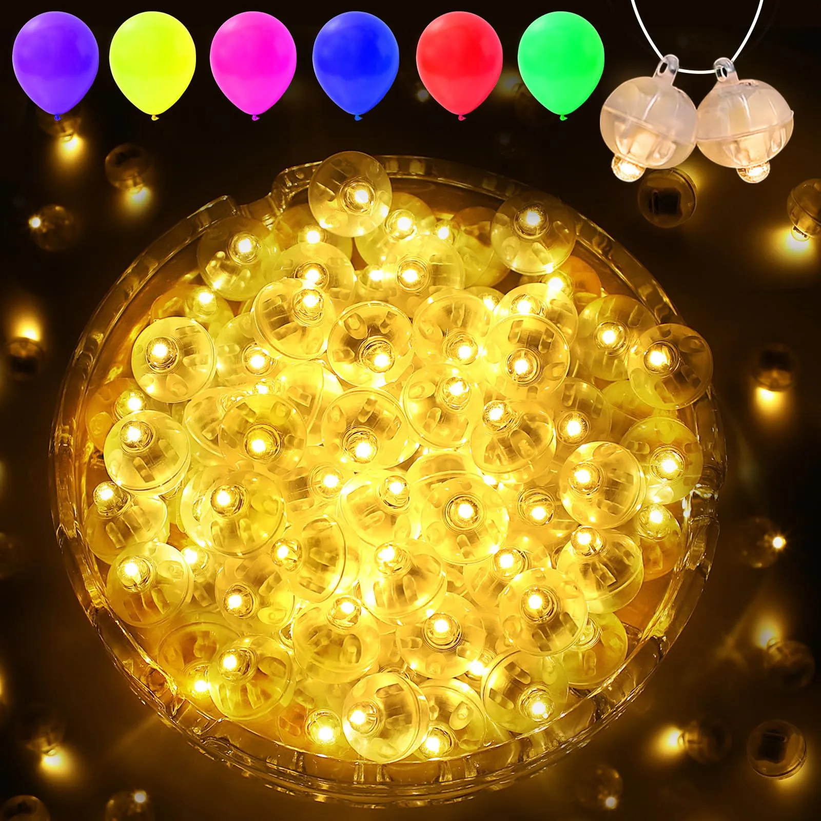 Warm White Mini Led Lights, Waterproof Round Tiny Led Light for Party Decorations, Battery PoweredRound LED Ball Lamp