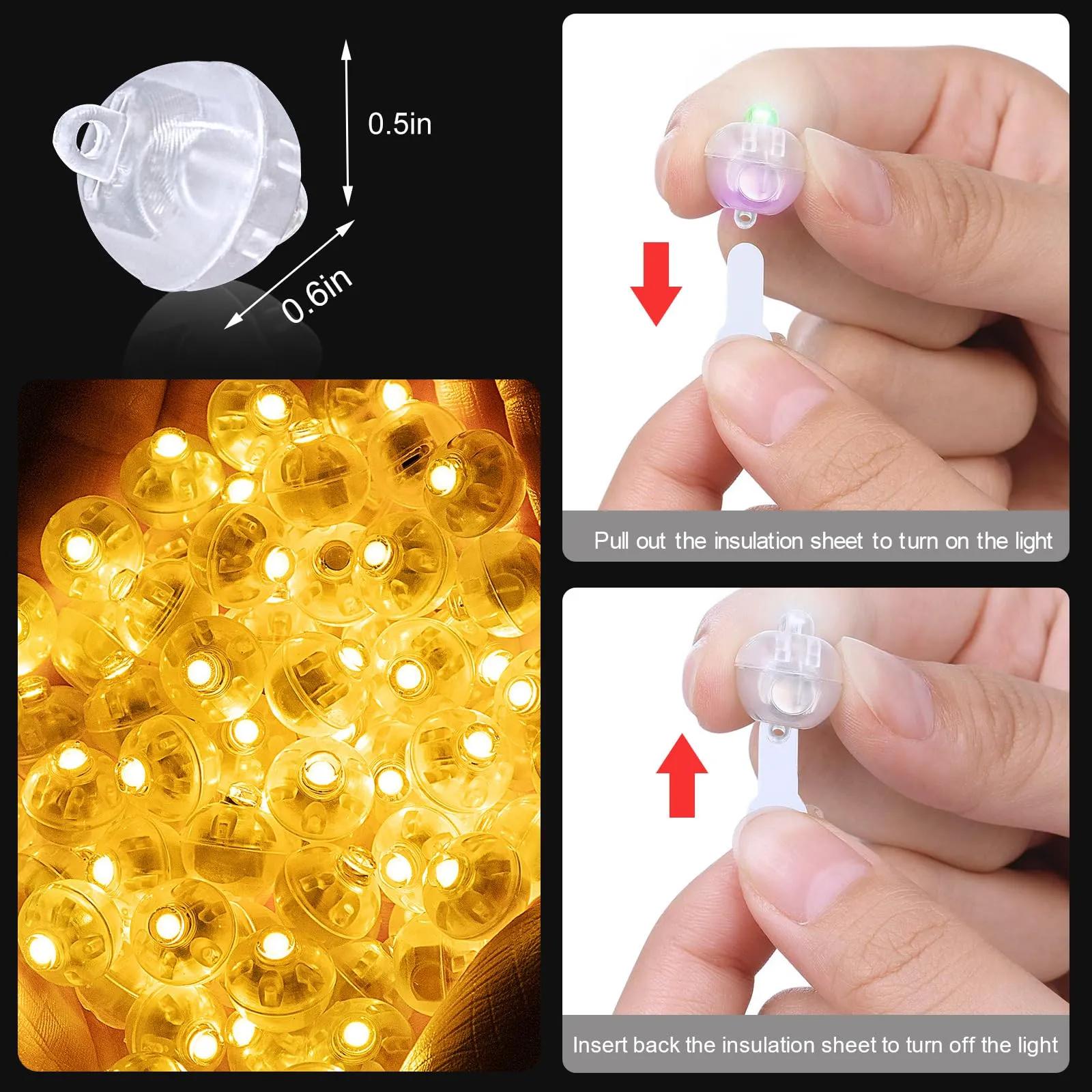 Warm White Mini Led Lights, Waterproof Round Tiny Led Light for Party Decorations, Battery PoweredRound LED Ball Lamp