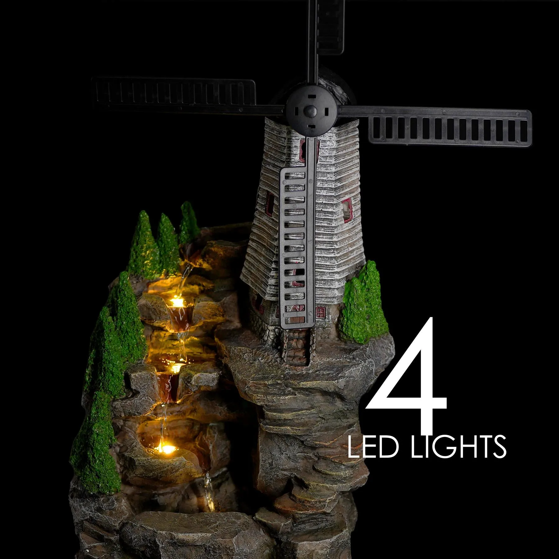 Windmill Water Feature Outdoor With LED