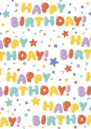 Wrapping Paper - Happy Birthday Bubble Letters